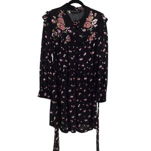 Jill Jill Stuart black floral ruffed boho dress